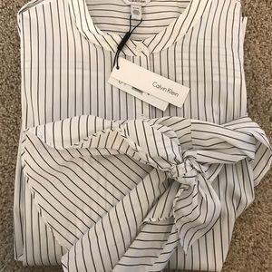 Calvin Klein White w/ Black Stripe NWT Blouse - XL